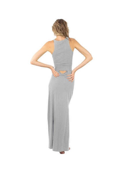 Luna Grey Casual Summer Maxi Dress from Ekoluxe Sustainable Loungewear brand