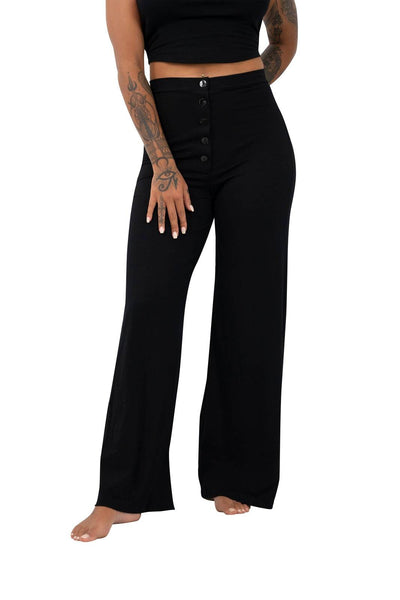 Womens Black Wide Leg Lounge Pants by Ekoluxe Ethical Fashion Brand