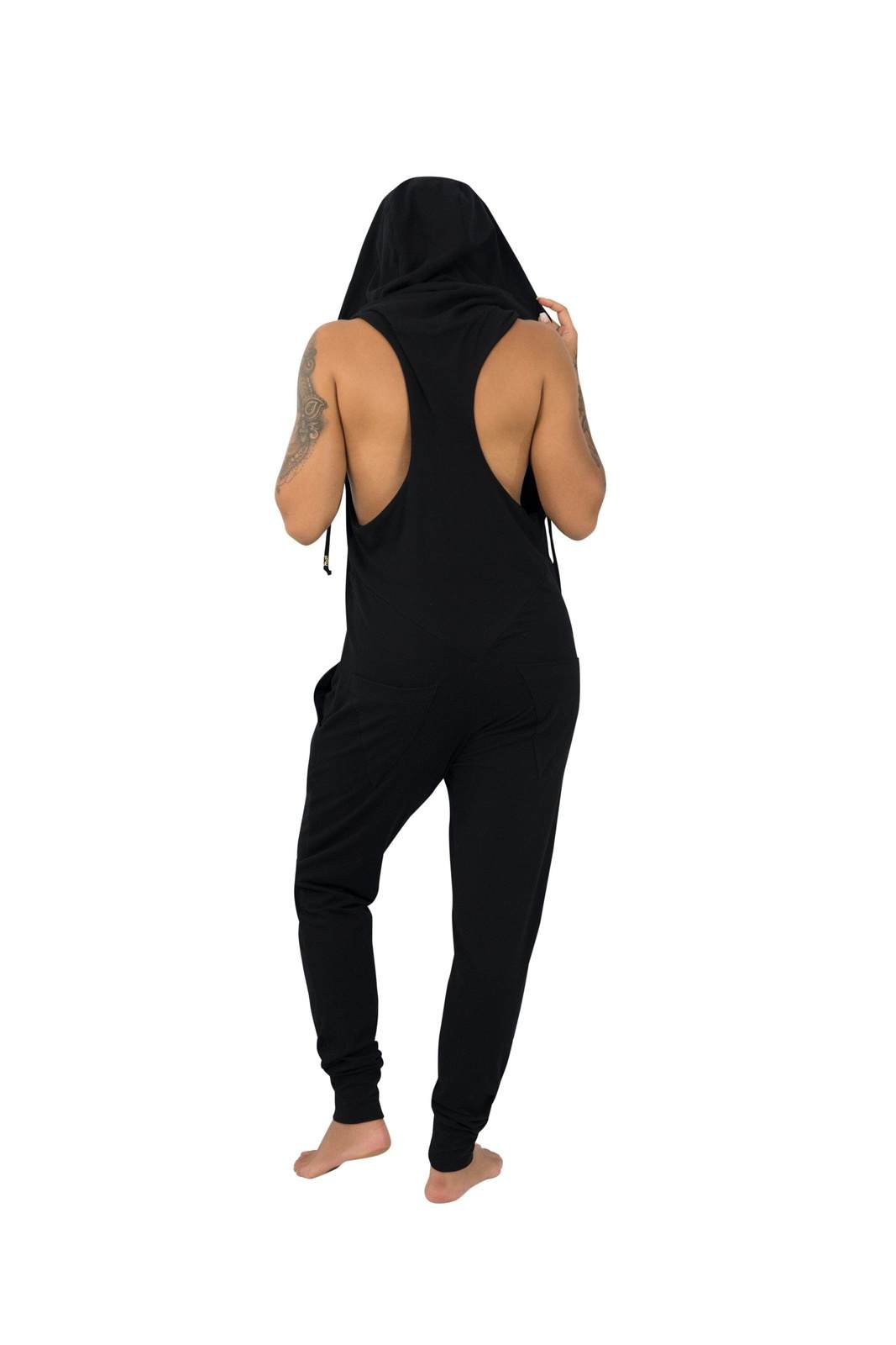 Black Racerback Jumpsuit by Ekoluxe sustainable fashion brand.