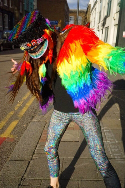 Love Khaos Rainbow Feather Coat