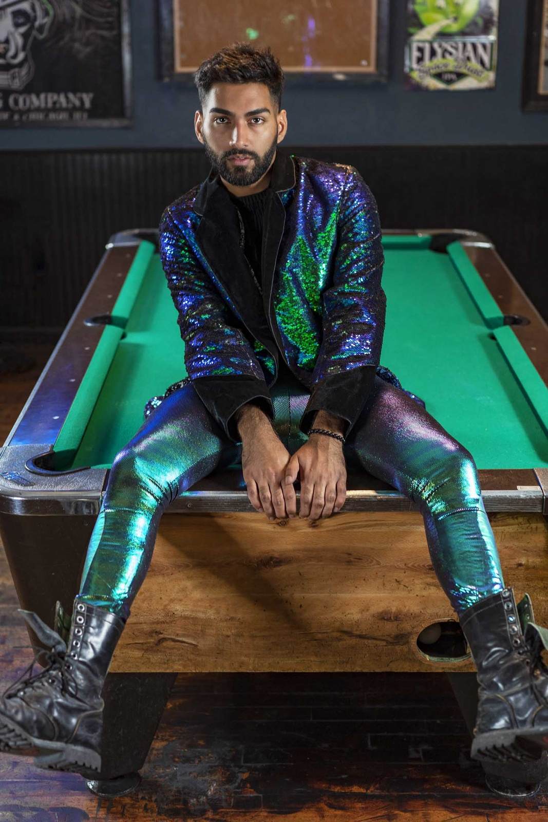 Mens Sequin Suit Jacket from Love Khaos Ethically Made Festival Clothing brand