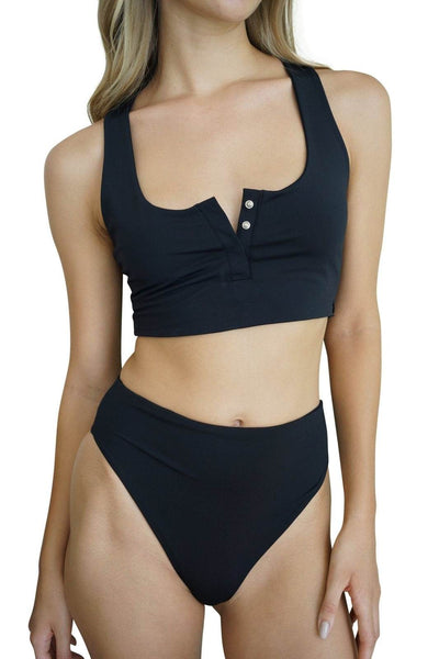 Hvar High Thigh Bikini Bottoms from Ekoluxe Eco Friendly Swimwear Brand