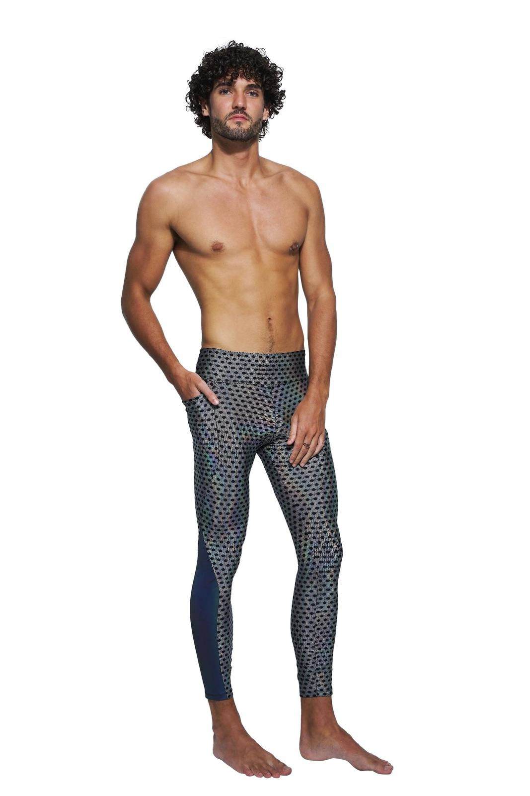 Mens Tights with Pockets | Holographic Meggings | Love Khaos