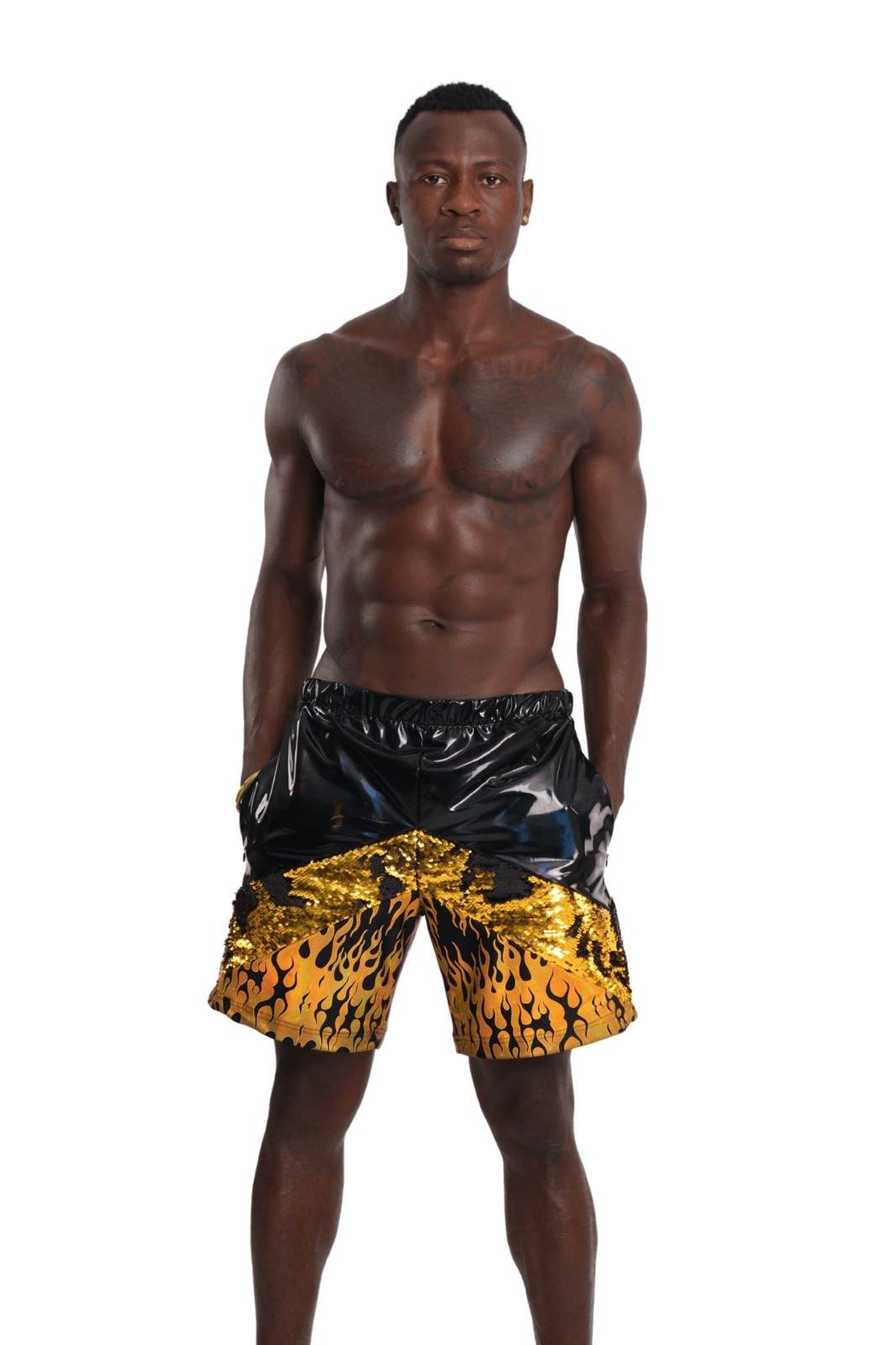 Mens black and gold shorts store