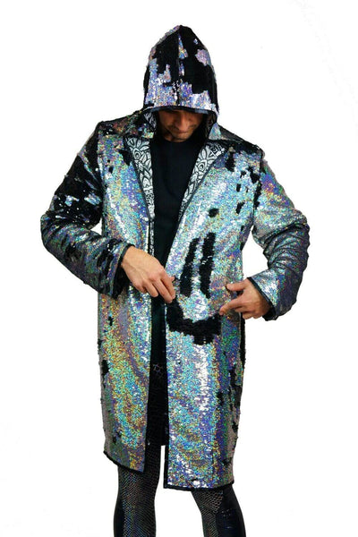 Holographic Sequin Hoodie Jacket by Love Khaos Festival Clothing