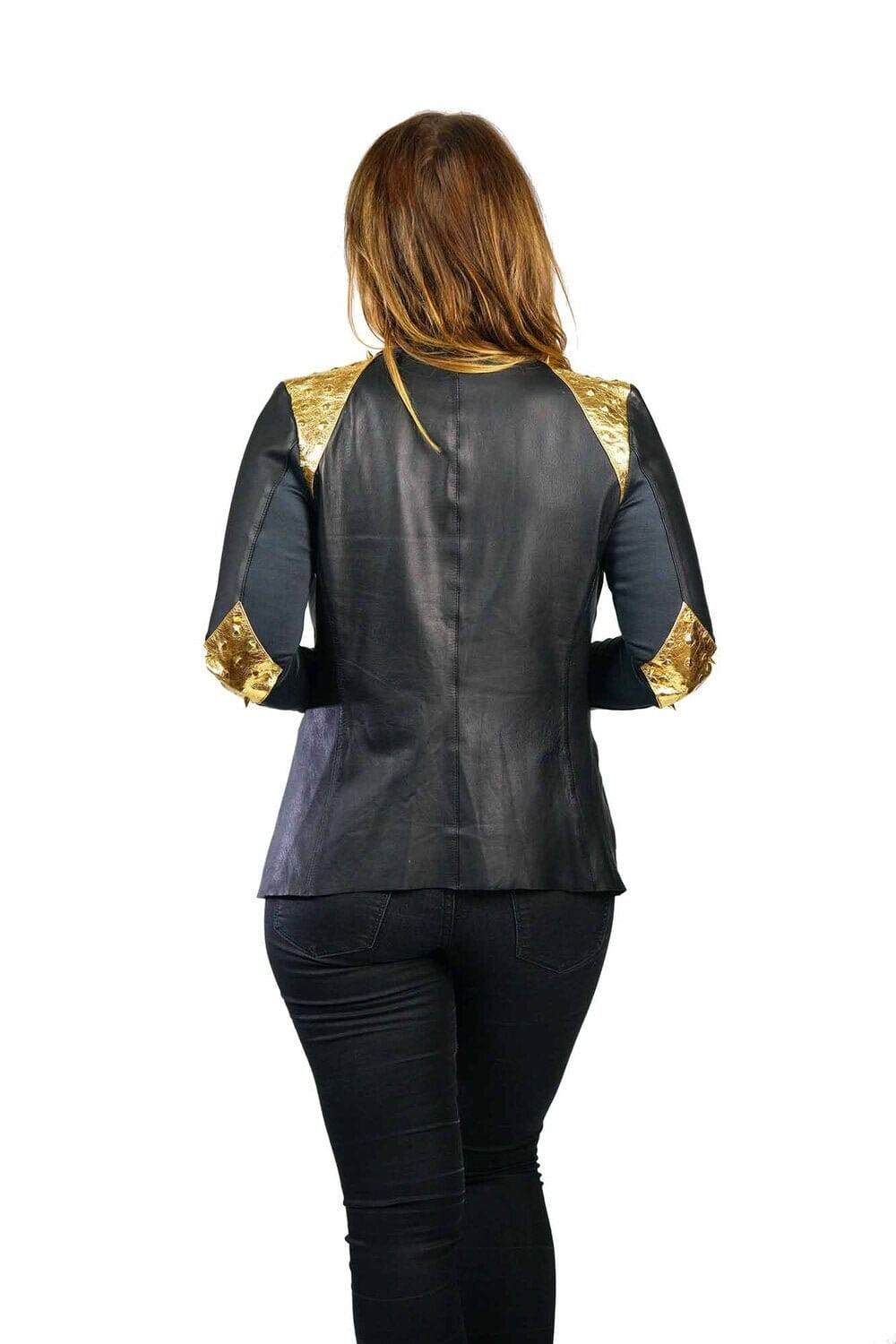 Black and Gold Leather Jacket by Love Khaos