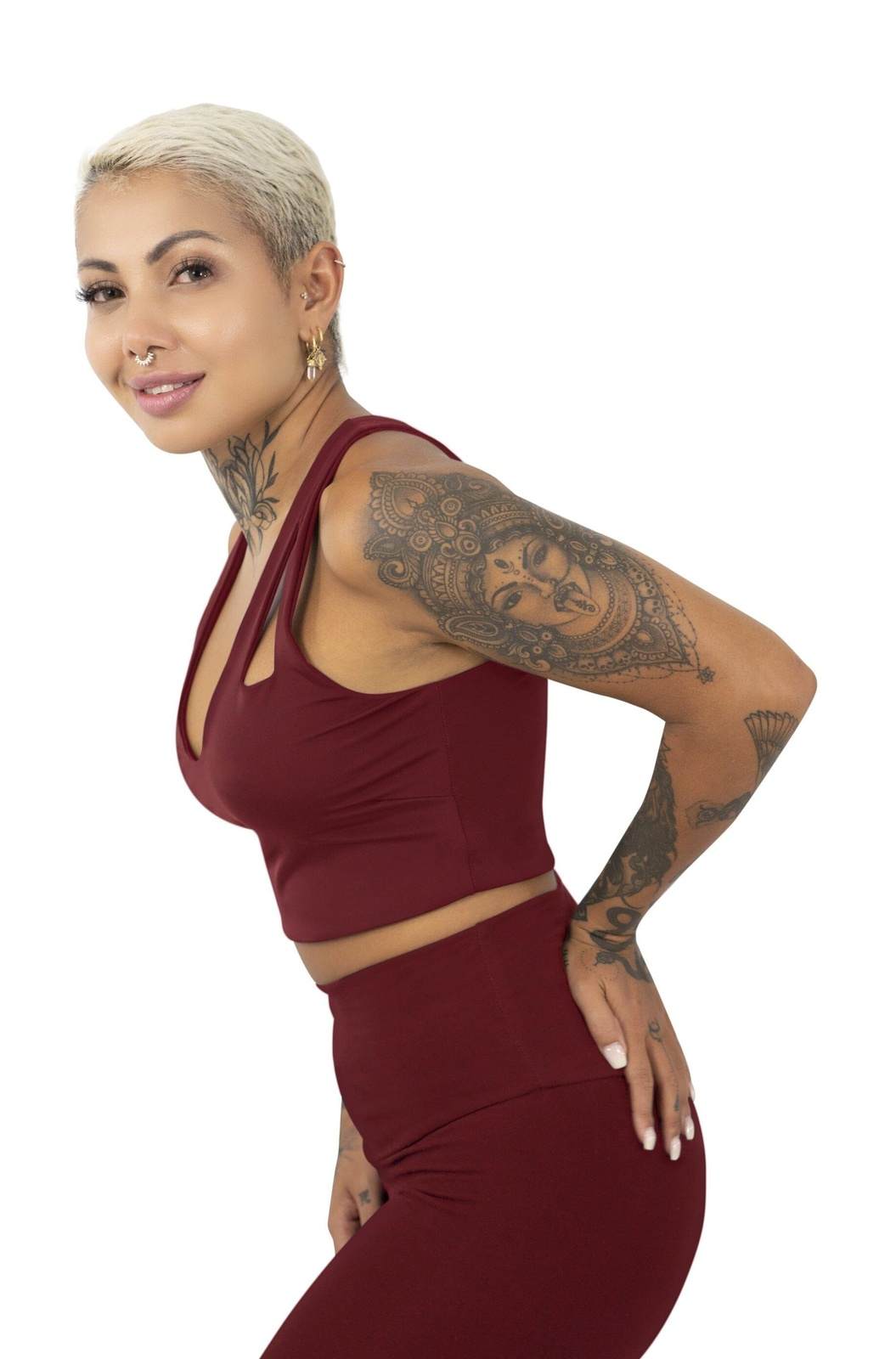 Dark Red Seamless cropped tank top from Ekoluxe sustainable loungewear brand