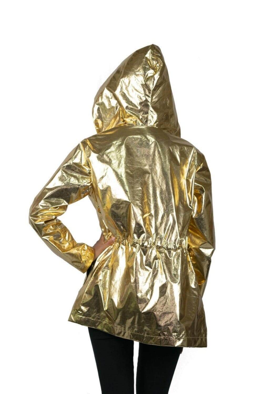 Womens Holographic Raincoat | Gold Windbreaker | Love Khaos