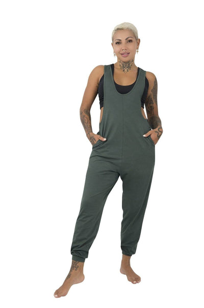 Grey Drop Crotch Overalls by Ekoluxe Sustainable fashion brand