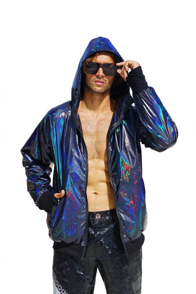 Holographic Mens Waterproof Festival Jacket from Love Khaos Streetwear brand