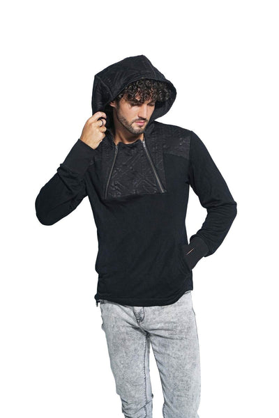 Black Cool Hoodies with Thumbholes for Men by Love Khaos
