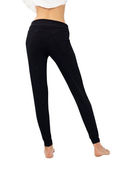 Black Skinny Leg Lounge Trousers by Ekoluxe sustainable loungewear brand