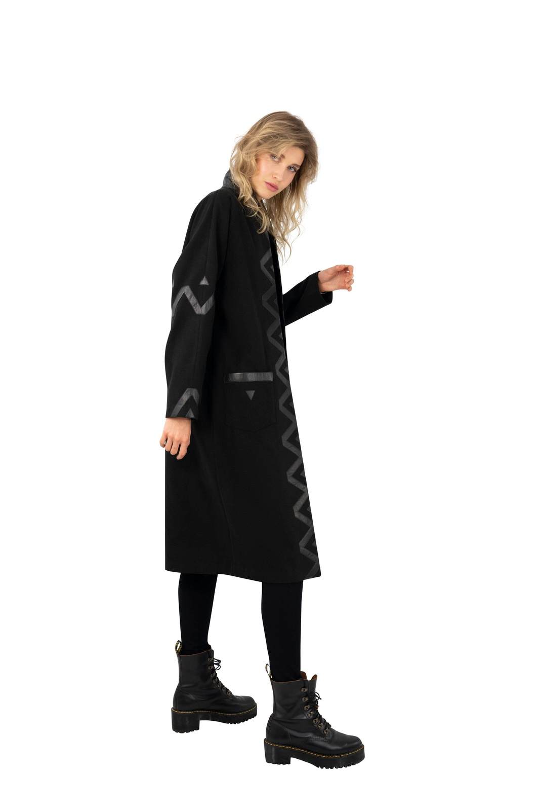 Love Khaos Black Winter Coat, Hipster Style Dark Fashion avant garde