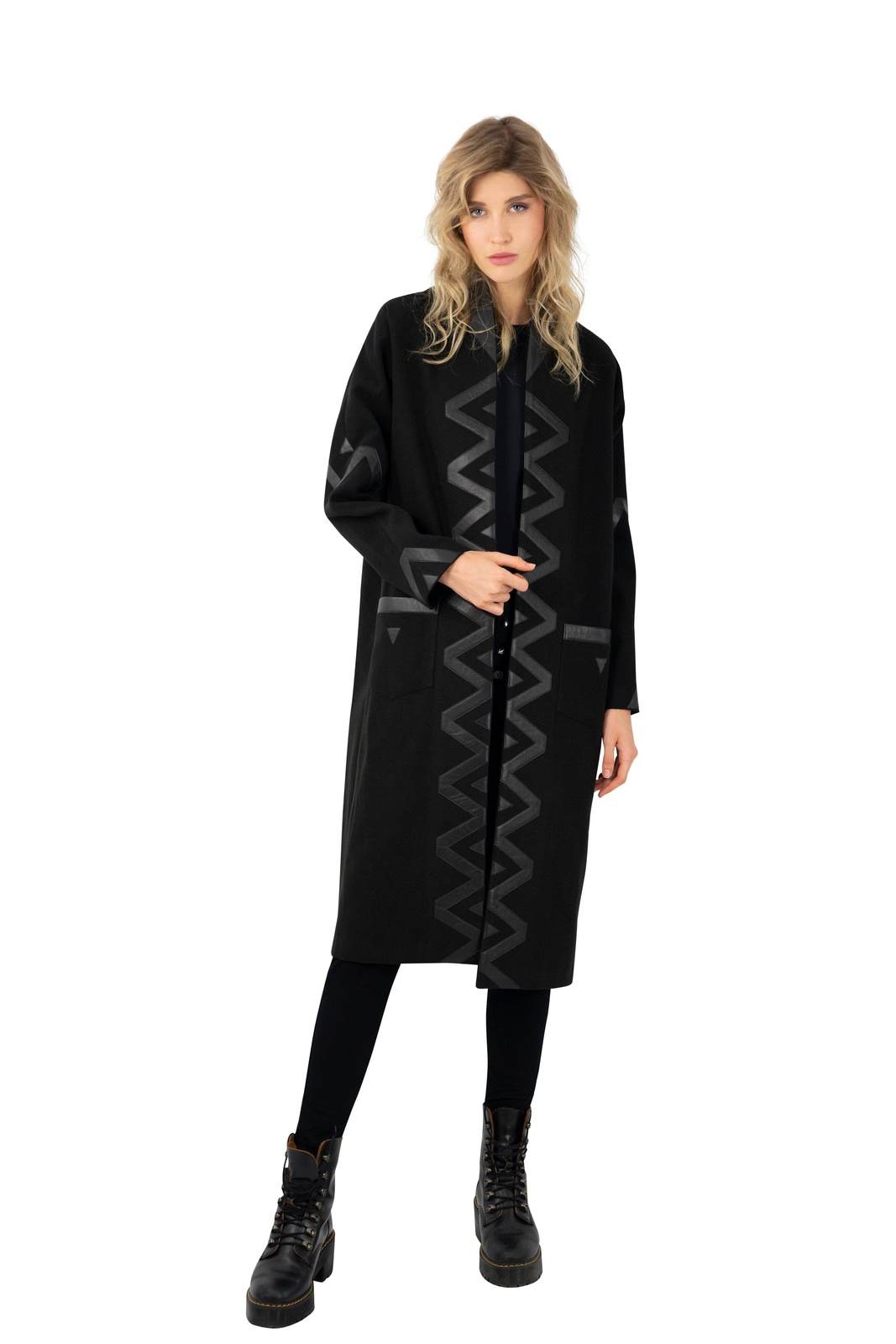 Love Khaos wool and leather coat