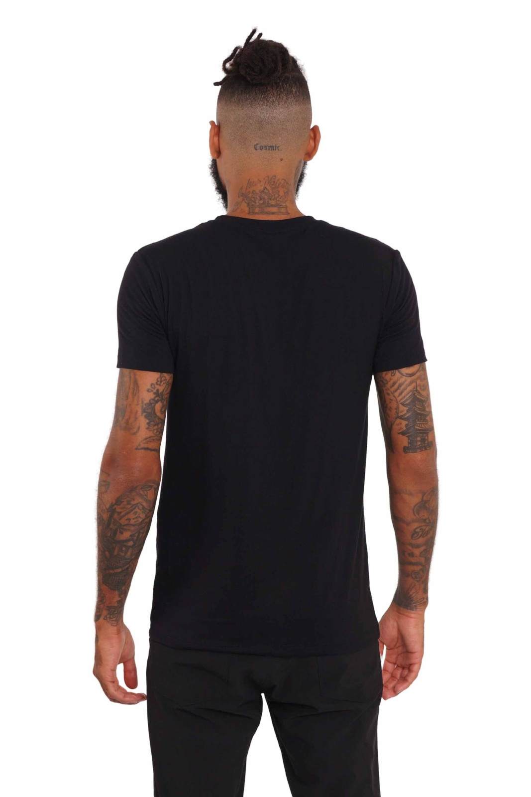 Verona V Neck Mens Black Slim Fit T Shirt | Shop Ekoluxe