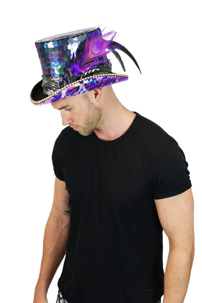 Man wearing a Purple top hat from Love Khaos
