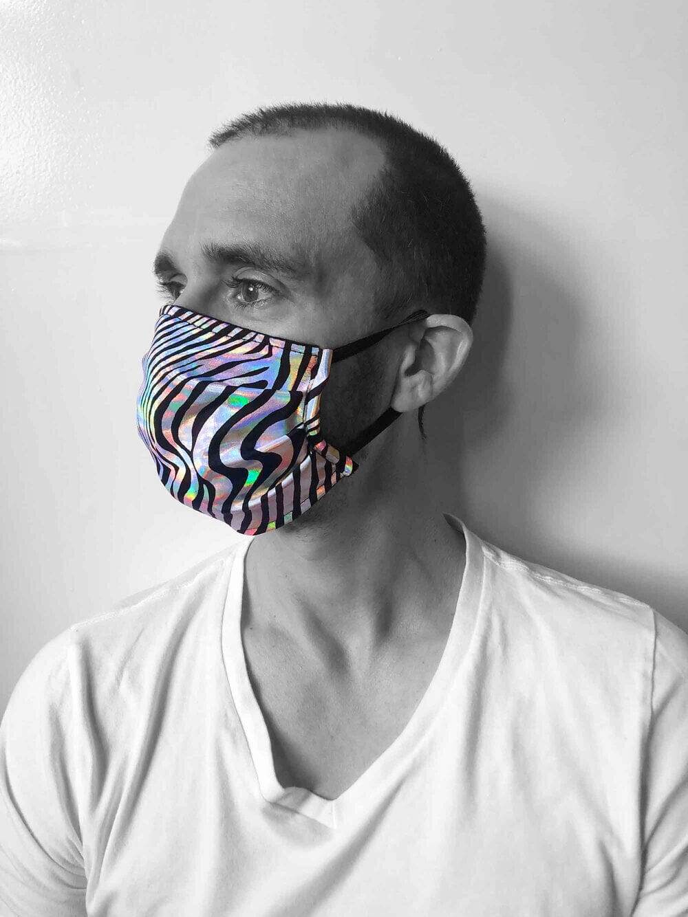 Zebra Print Holographic Face Mask by Love Khaos