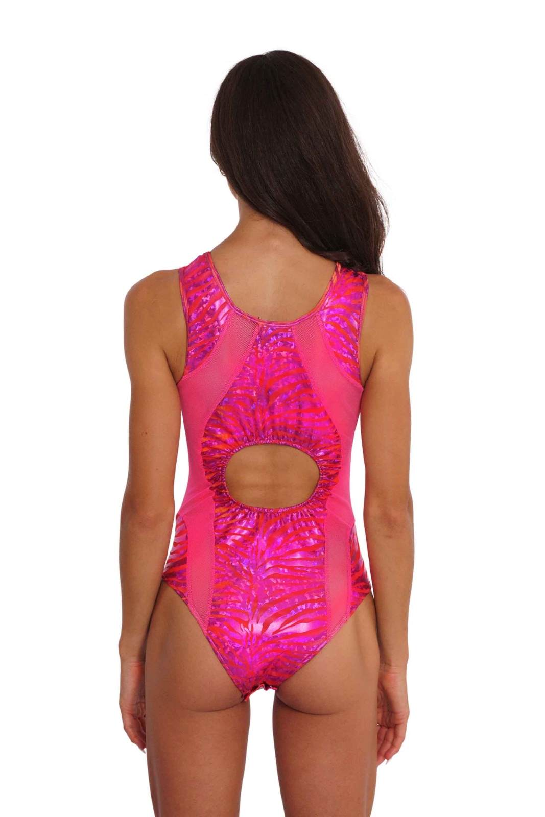 Gemini pink rave bodysuit with mesh panels from Love Khaos