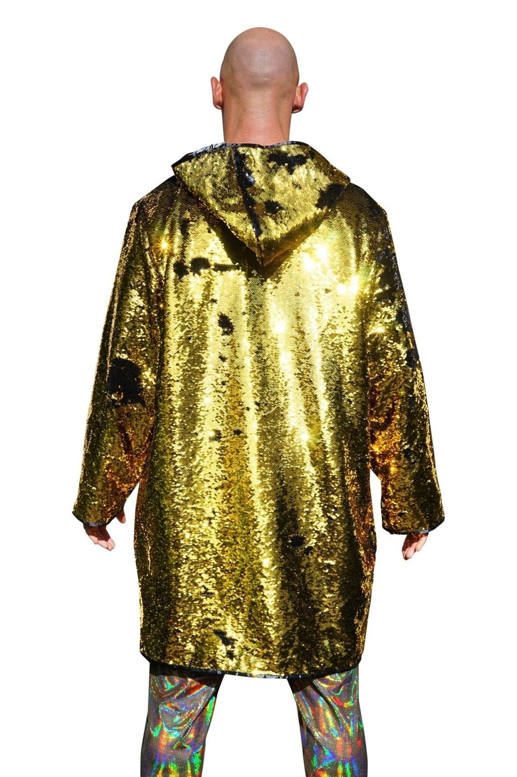 Gold Sequin Hoodie Jacket from Love Khaos Festival Clothing Brand