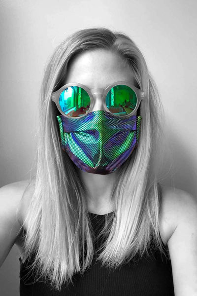 Holographic Face Mask by Love Khaos Festival Clothing and Rave wear