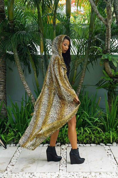 Leopard Print Chiffon Robe with Hoodie from Love Khaos