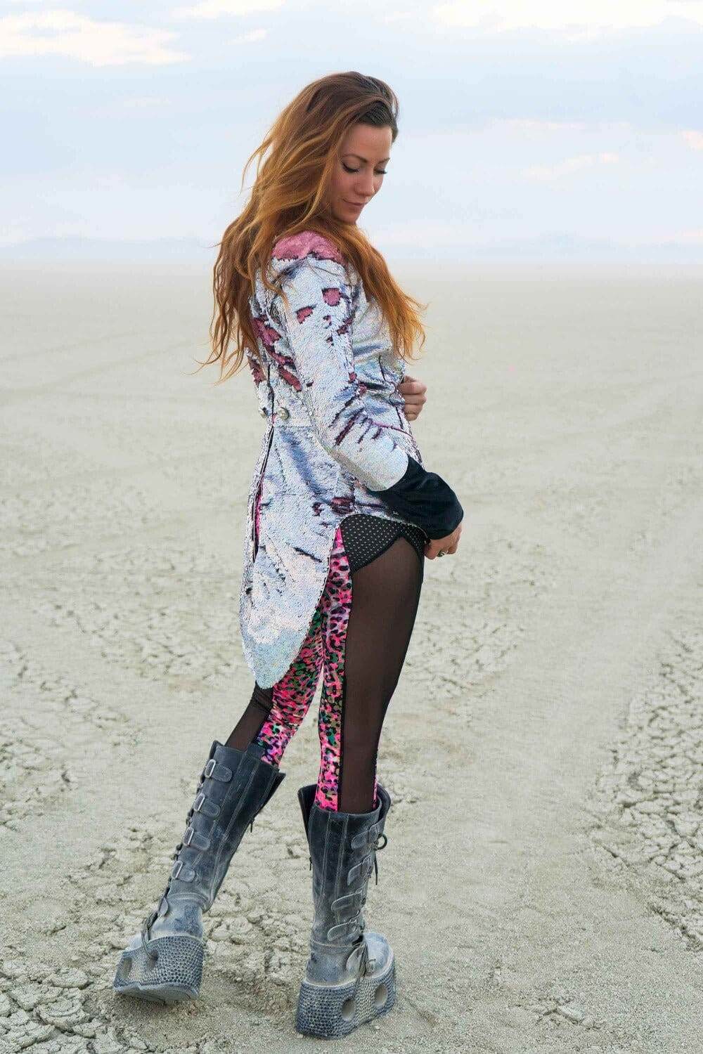 Holographic sequin jacket for Burning Man Style by Love Khaos
