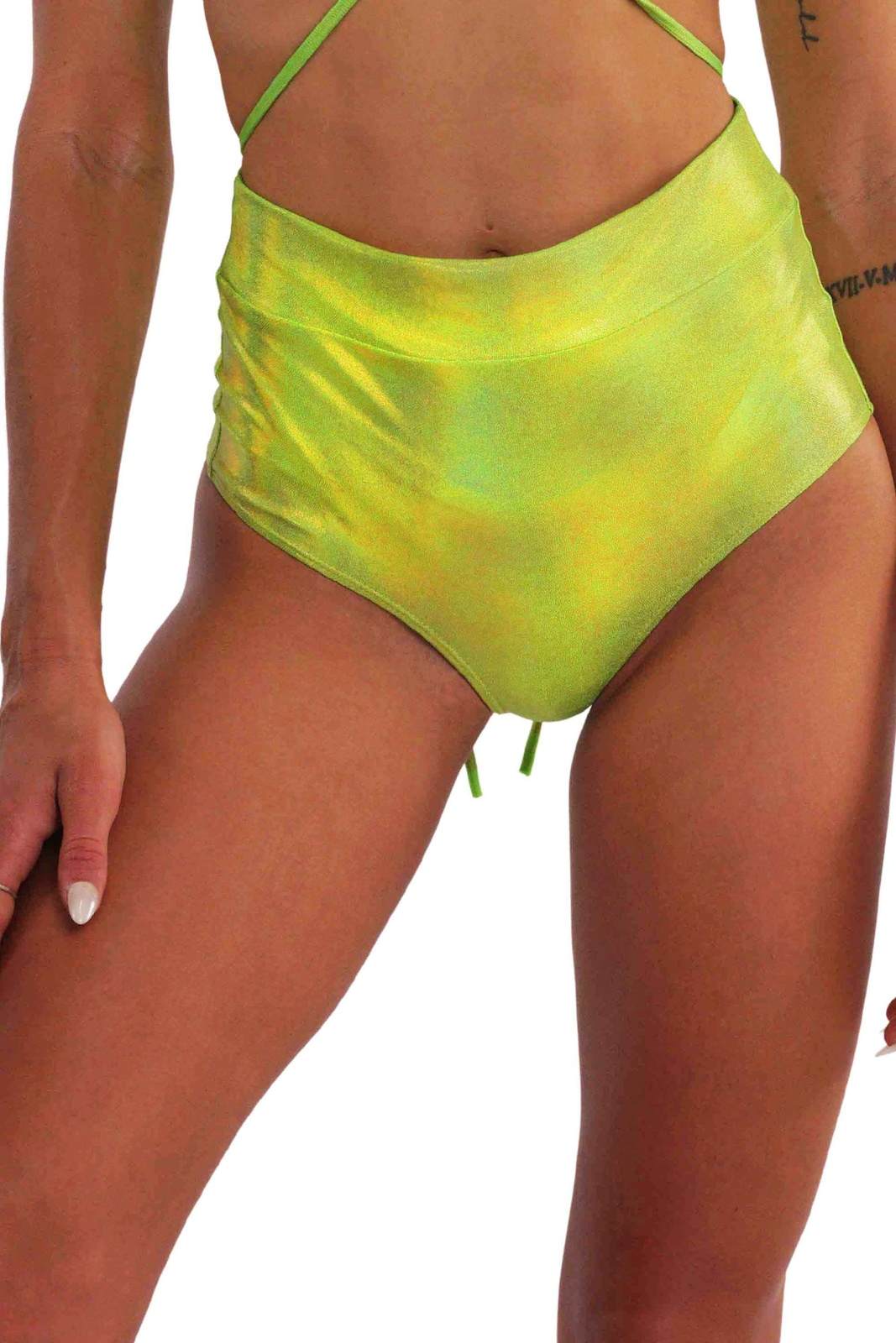 High Waisted Hot Pants Neon Green Limelight Love Khaos