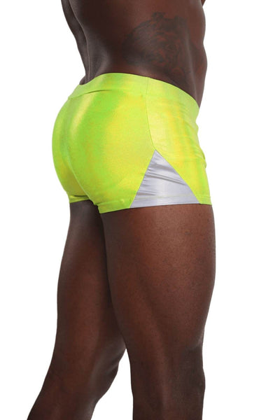 Neon Green Limelight Mens Booty Shorts with pouch from Love Khaos