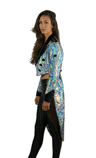 Womens Sequin tailcoat perfect for Burning Man Fashion by Love Khaos Festival Clothing