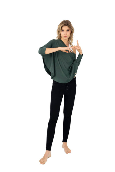 Dark grey off the shoulder lounge wear poncho top by Ekoluxe Sustainable Fashion Brand