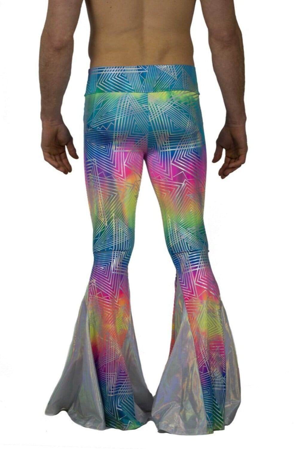 Mens Rainbow Holographic Bell Bottoms by Love Khaos