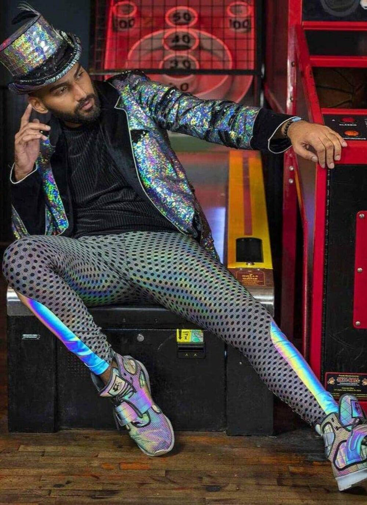 Mens Tights with Pockets | Holographic Meggings | Love Khaos