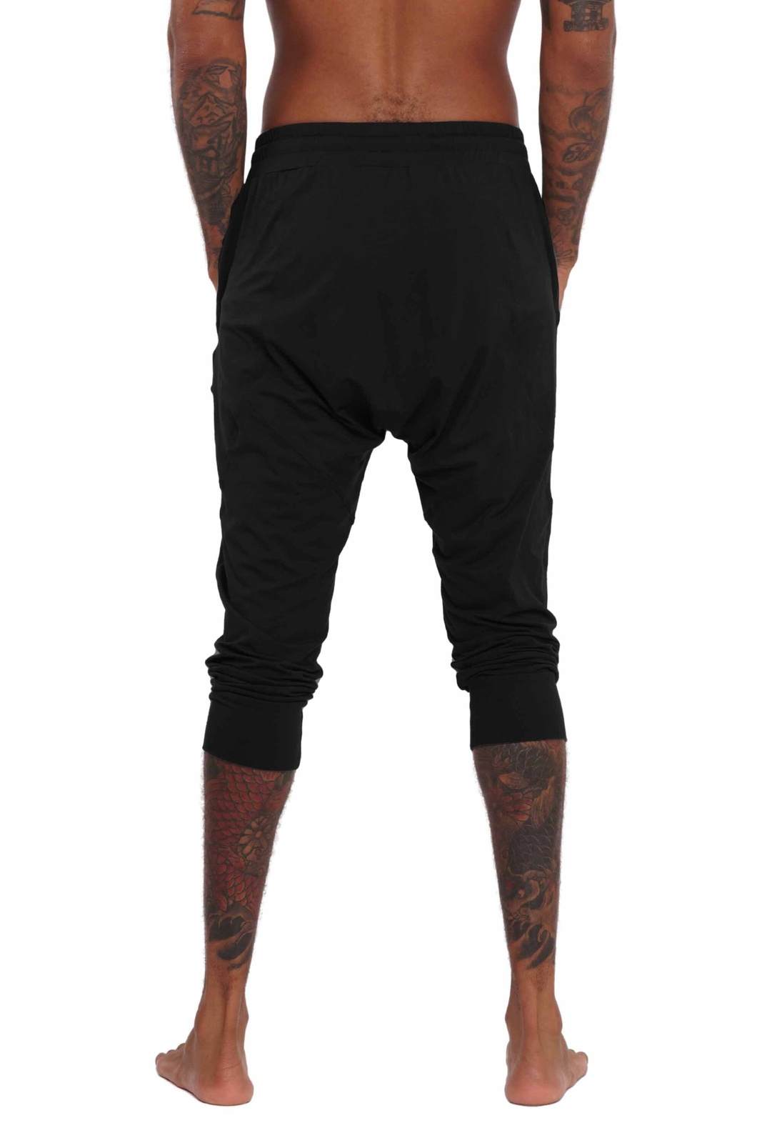 Mens black 3/4 length jogger shorts from Ekoluxe