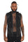 Obsidian Mens Hooded Vest with black leather details from Love Khaos