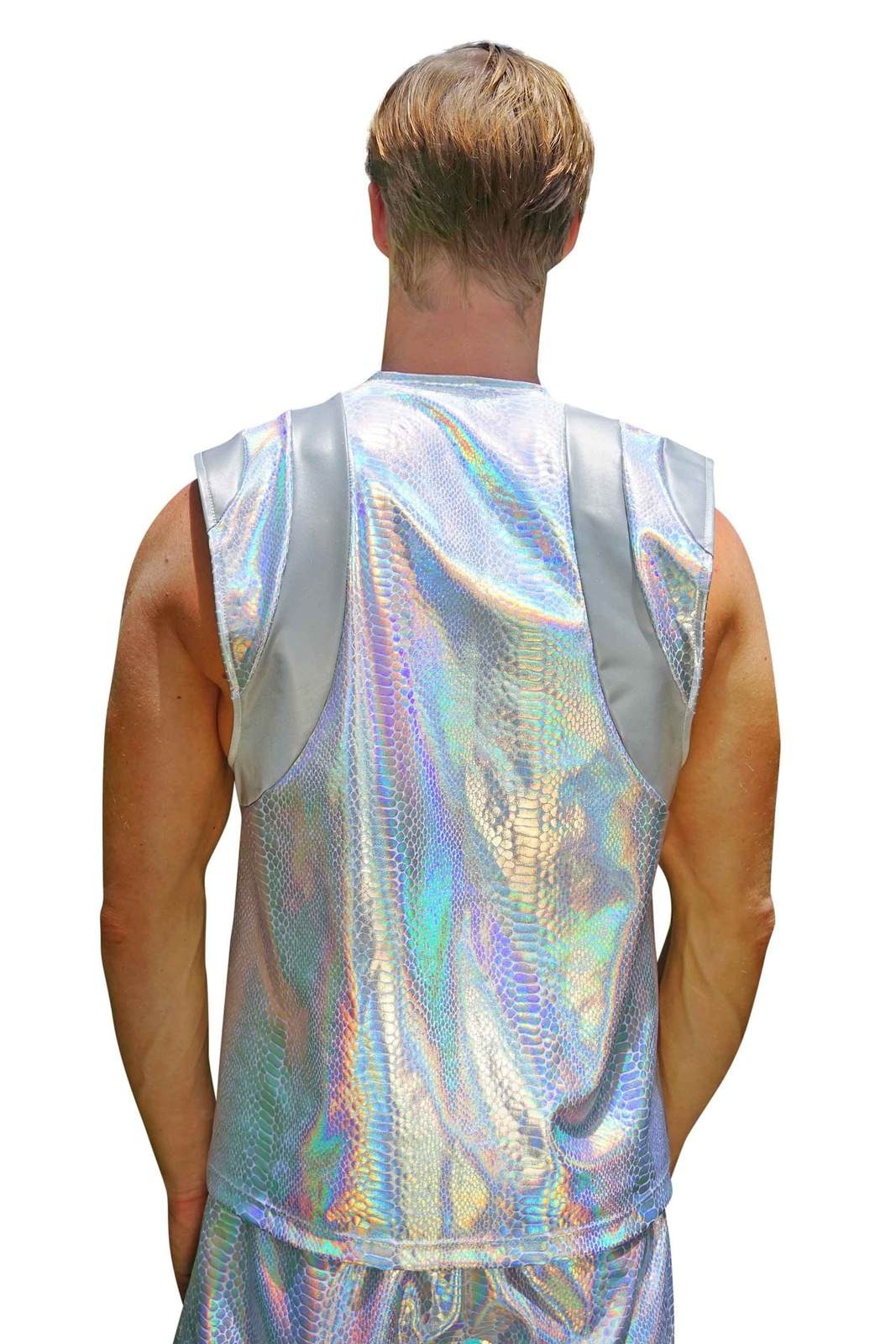 Reflective Tank Top | Mens White Rave Tank Top | Love Khaos