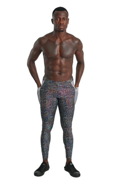 Mens Holographic Silver meggings from Love Khaos