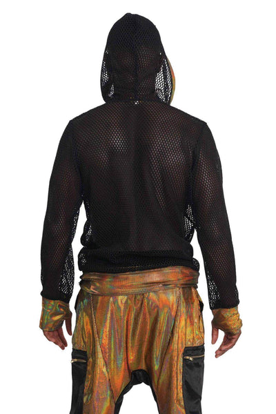 Mens Black and Gold Mesh Hoodie from Love Khaos.