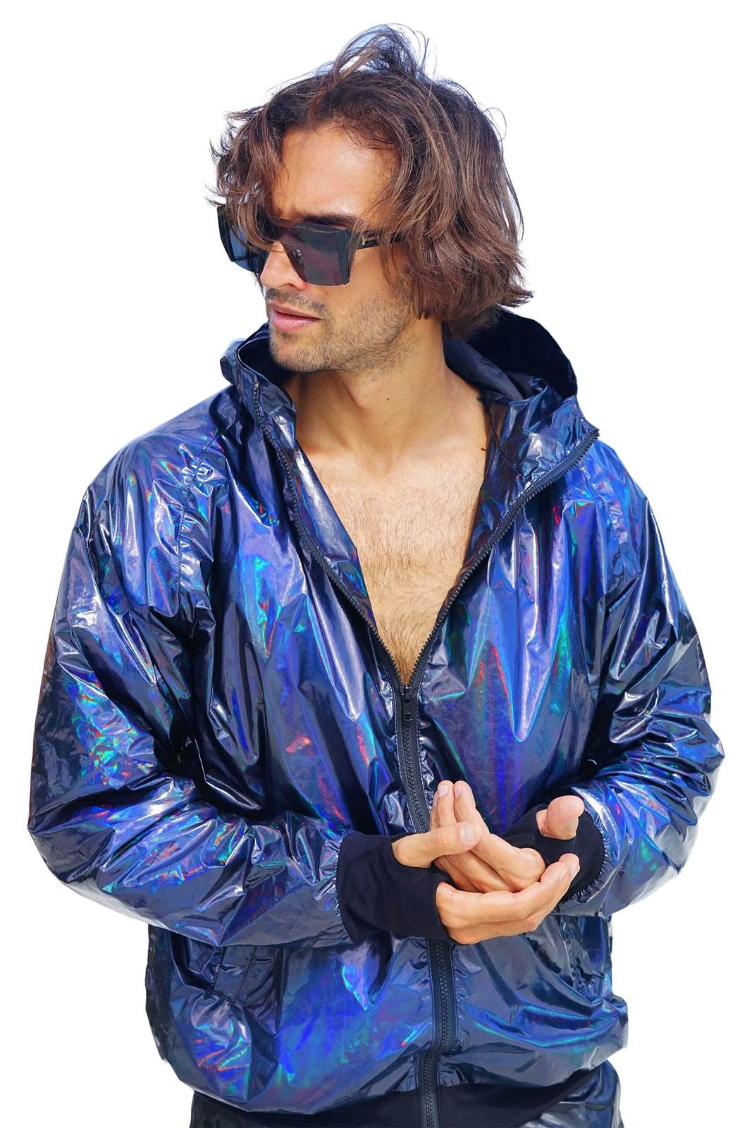Holographic Festival Rain Coat Iridescent Boohoo Festival Mac