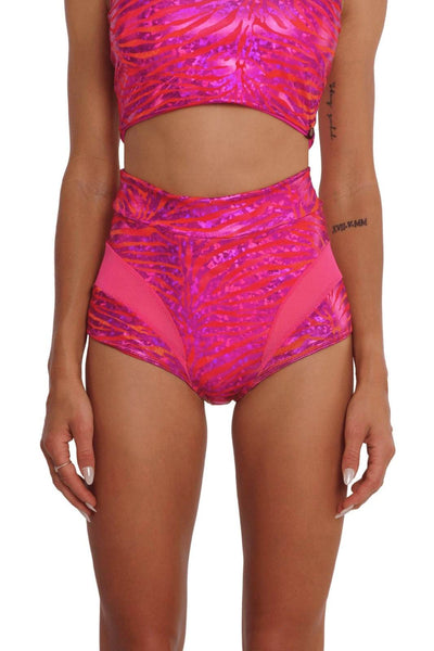 Ooh La La High Waisted Hot Pink Rave Bottoms from Love Khaos Rave Wear Brand