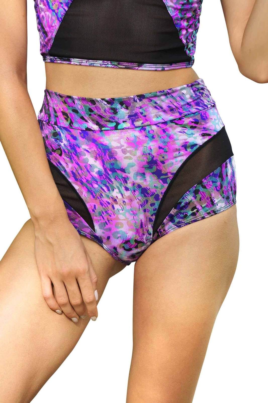 Ooh La La Purple High Waisted Booty Shorts from Love Khaos Rave outfit website