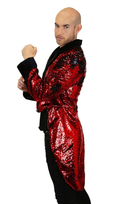 Red Sequin Tailcoats jackets, ring master costume by Love Khaos