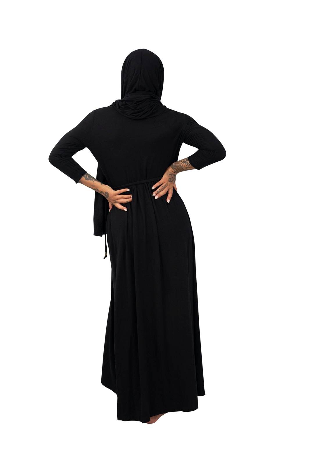 Black kimono wrap dress by Ekoluxe sustainable loungewear