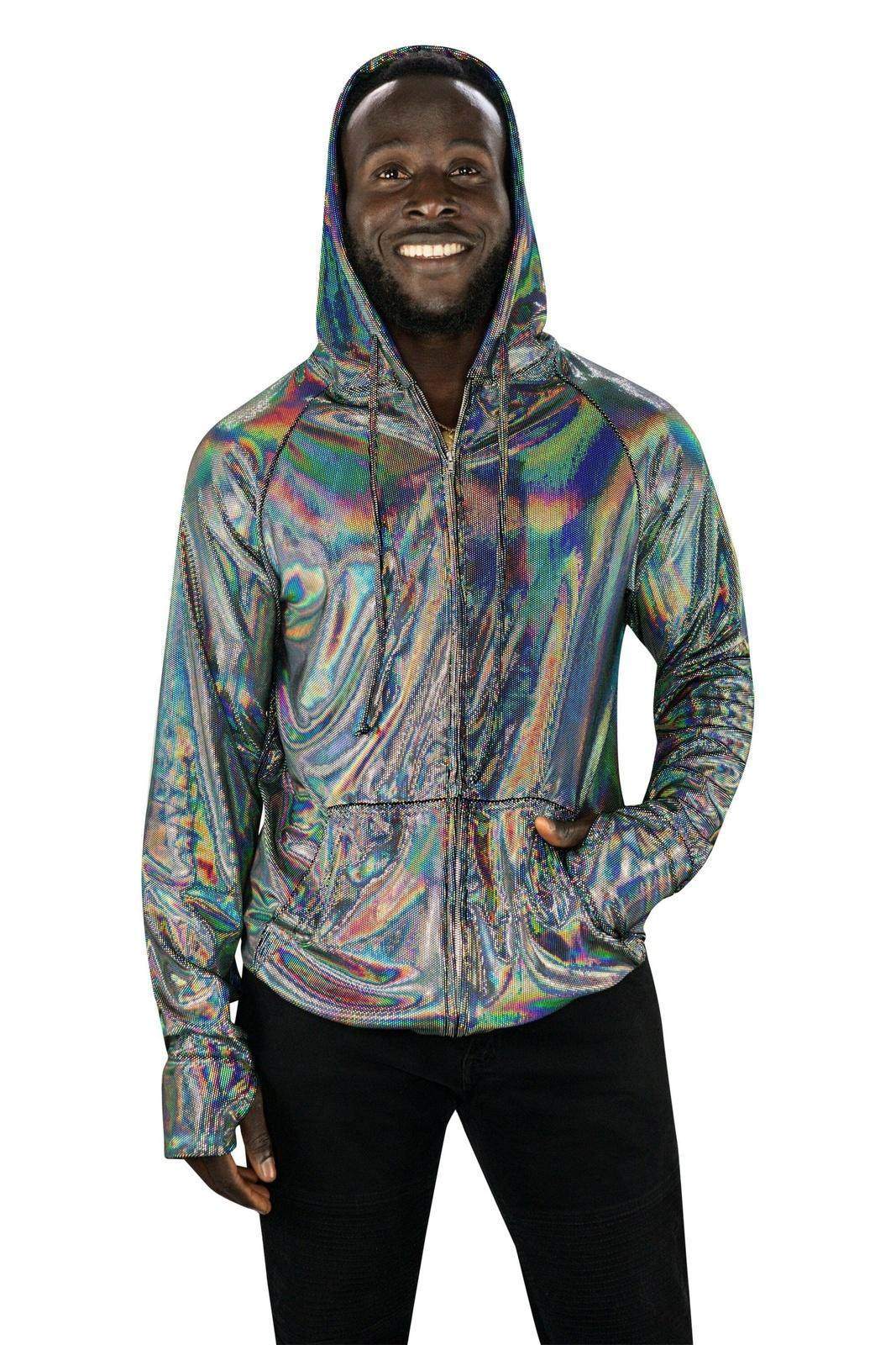 Holographic Hoodie by Love Khaos mens Festival Clothing Brand