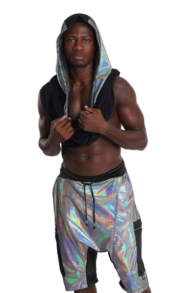 Holographic Silver Festival Hoodie Scarf from Love Khaos