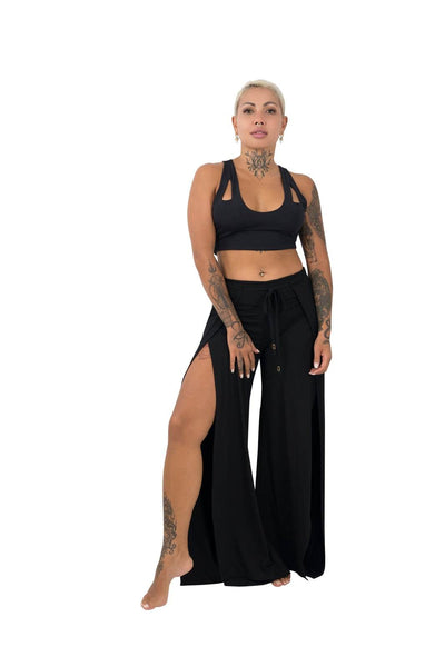 Black cut out crop top by Ekoluxe Sustainable Fashion Brand