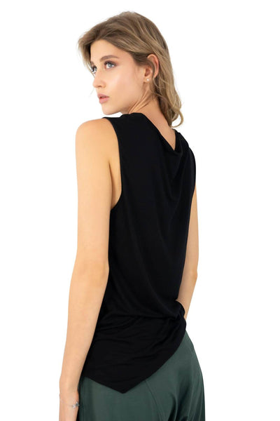 Womens black v neck shirt by Ekoluxe Ethical Loungewear