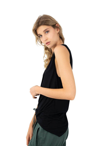 Womens black v neck shirt by Ekoluxe Ethical Loungewear