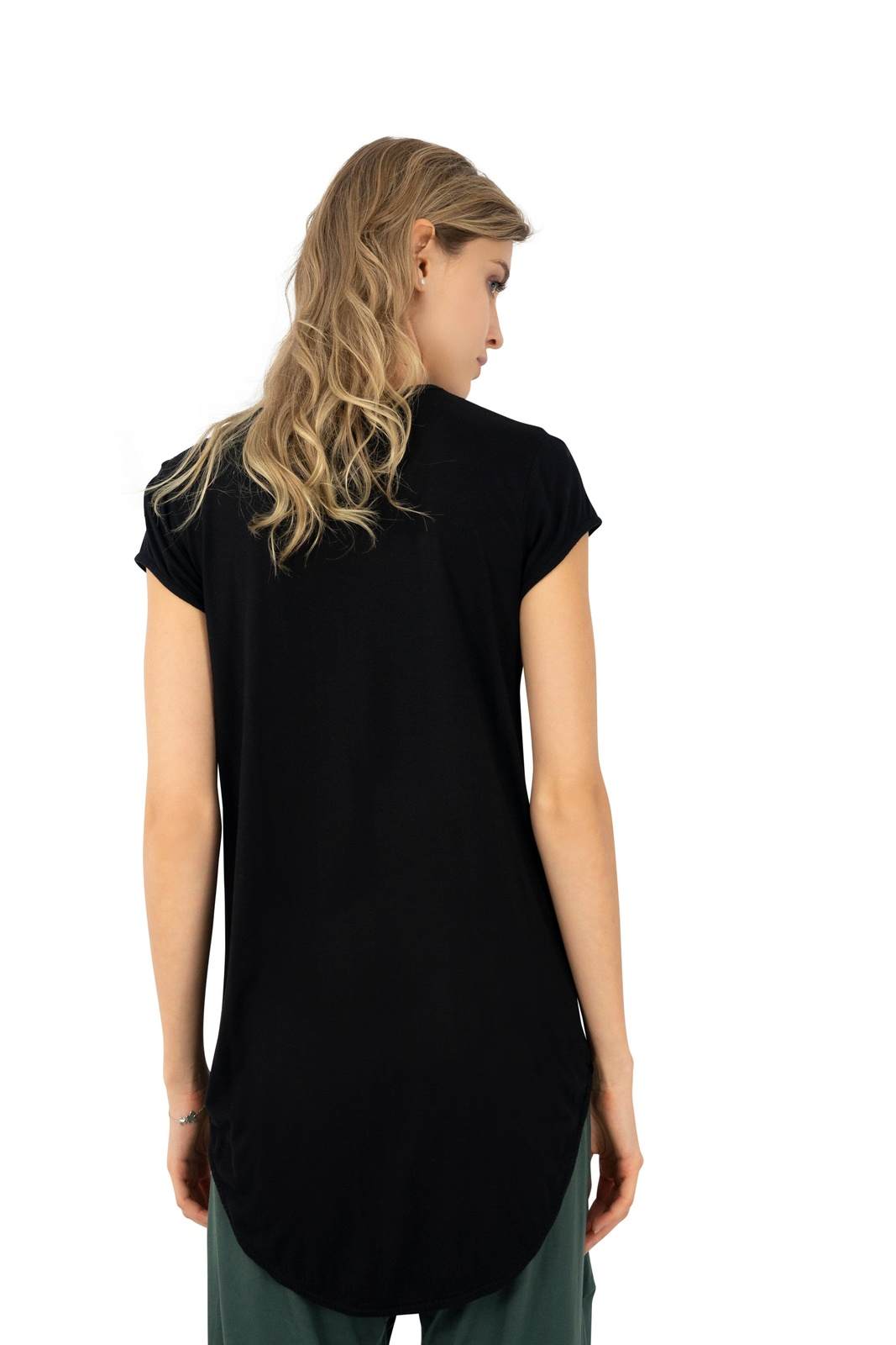 Womens Black Modal Sustainable t shirt for sleep or streetwear by Ekoluxe Ethical Fashion Brand