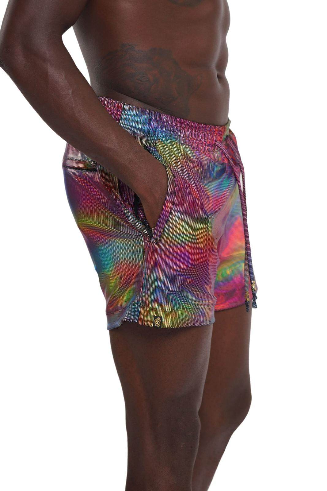 Mens Rainbow Shorts | Mens Drawstring Shorts | Love Khaos