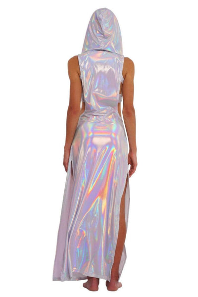 Holographic white festival maxi dress from Love Khaos